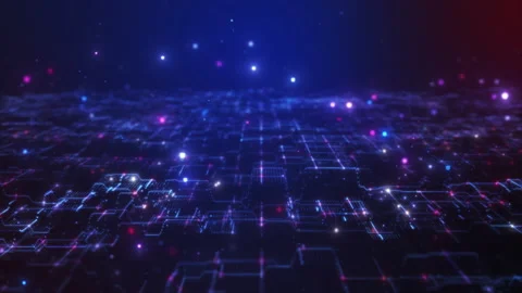 Flying through futuristic digital technology landscape. Stock Footage 268726630