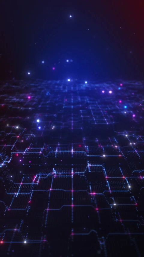 Flying through futuristic digital technology landscape. Stock Footage 270316405