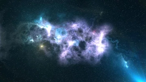 Flying through glowing nebulae and stars Stock Footage 101362547