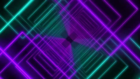 Flying through glowing neon squares. Blue pink spectrum, fluorescent ultraviolet Video stock 116046548