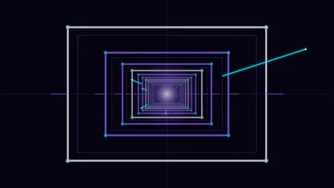 Flying through a glowing neon tunnel with gate portal Stock Footage 339324317