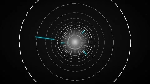 Flying through a glowing neon tunnel with led circle dashed flythrough 動画素材 339324401