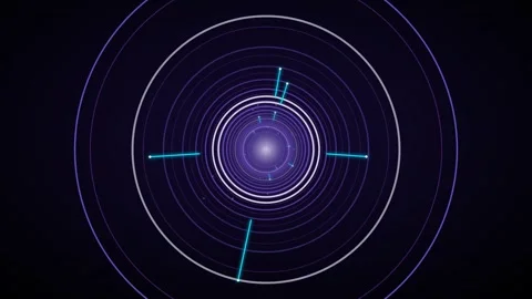 Flying through a glowing neon tunnel with led circle double flythrough Stock Footage 339324436