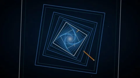 Flying through a glowing neon tunnel with led square double flythrough 動画素材 339324670