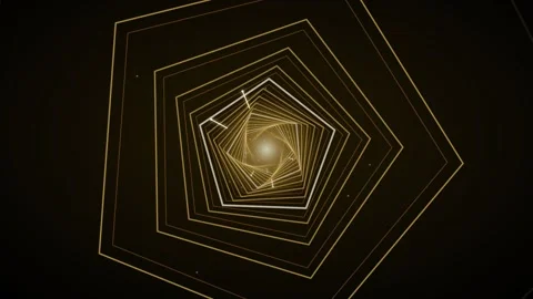 Flying through a glowing neon tunnel with led pentagon double flythrough 動画素材 339324692
