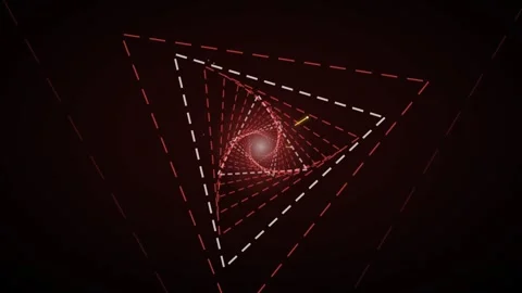 Flying through a glowing neon tunnel with led triangle dashed flythrough Stock Footage 339324693