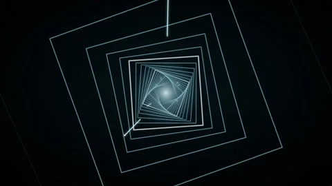 Flying through a glowing neon tunnel with solid square quantum Stock Footage 339325019