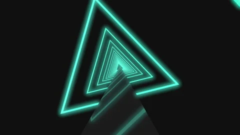 Flying through glowing rotating neon triangles creating a tunnel, blue red pink  Stock Footage 149935186