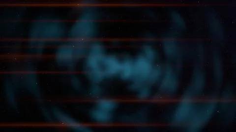 Flying through glowing space nebula and stars background crossed with red laser 스톡 일러스트