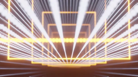 Flying through a glowing square tunnel Stock Footage 201125778