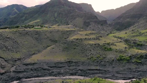 Flying Through the Gorge in Great Rift Valley in East Africa. Kenya and Tanzania Stock Footage 135758523