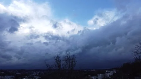 Flying through heavenly beautiful cloudscape. Timelapse of golden fluffy clouds Stock Footage 236480880