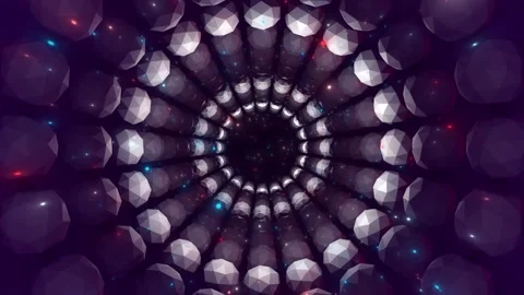 Flying through hi-tech digital tunnel Purple tunnel technology background Stock Footage 296303370