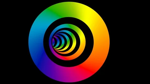 Flying through a hypnotic tunnel with black and colored stripes. Seamless loop Video stock 122280214