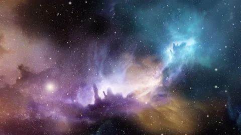 Flying Through A Interstellar Gas And Dust Space Nebula Stockbeeldmateriaal 236593376