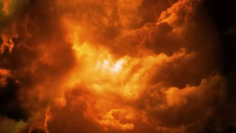 Flying through a lightning dust storm. Mad Max style red apocalyptic storm Stock Footage 146811409