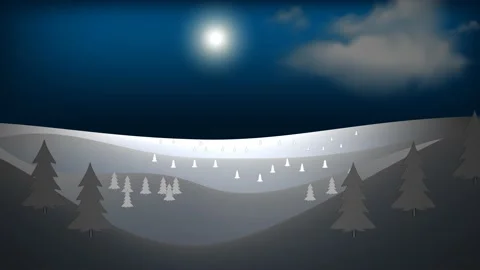 Flying through Low polygonal mountain valley with fir-trees and small houses. Видео 162978815