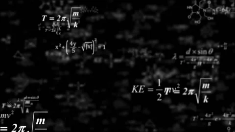 Flying through math.Animation presents handwritten mathematical formulas on Stock Footage