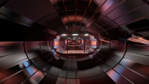 Flying through a metallic abstract sai fi tunnel. looped animated background. 3d Stock Footage 155481189
