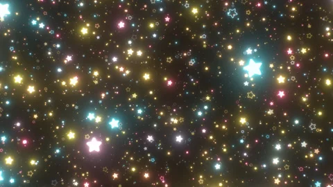 Flying Through Millions Of Tiny Glowing Spin Yellow Pink Blue Stars 库存影片 331294262