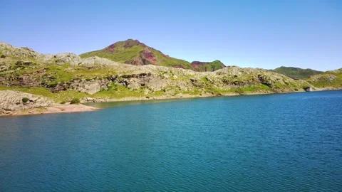 Flying Through The Mountain Lake Stock Footage 137959421