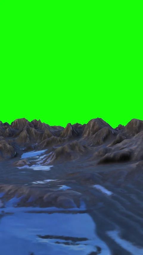 Flying Through The Mountains Landscape Animation On Green Screen Vertical Stock Footage 283629724