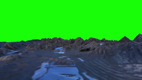 Flying Through The Mountains Landscape Animation On Green Screen Stock Footage 283629991