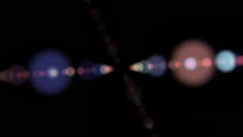 Flying Through Multicolored Blinking and Flashing Light Bulb Flares Video stock 153104556