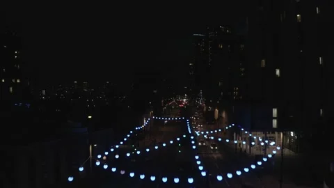 FLYING THROUGH MUTIPLE SKYSCRIPPER IN THE CITY  AT NIGHT Stock Footage 149659302