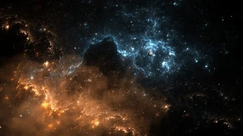 Flying through nebula and star fields in deep space Stock Footage