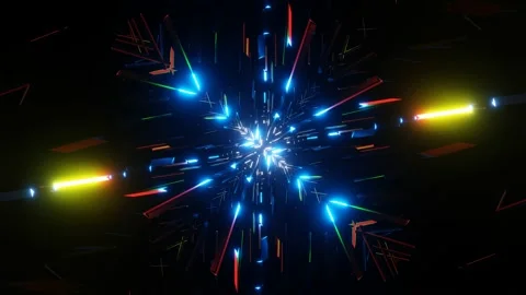 Flying through the neon lights of a sparkling tunnel. SEPT 2104 Stock Footage 160978432
