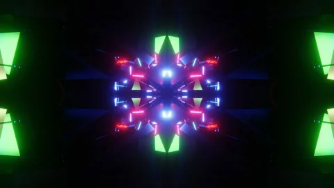 Flying through the neon lights of a sparkling tunnel. SEPT 2105 Stock Footage 160978523