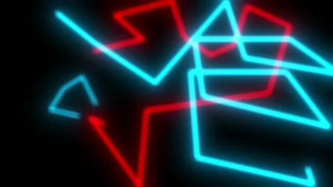 Flying through a neon space with chaotic glowing lines. Stock futuristic video Stock Footage 264833505