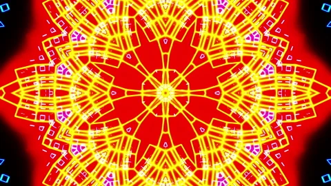 Flying through a neon tunnel with rings. Kaleidoscope VJ loop Stock Footage 207430527