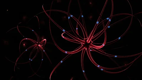 Flying through a neural network, electrical impulses pass through it. Stock Footage 93931527