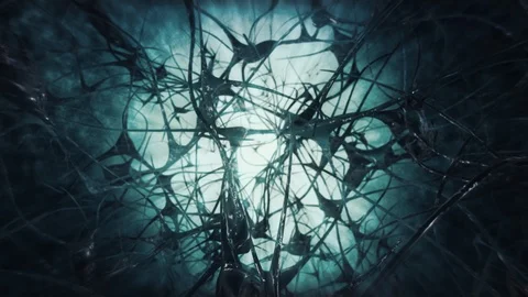 Flying through a neuron cell network inside the brain. Loopable. Stock Footage