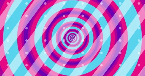 Flying through optical illusion of circles creating abstract tunnel. Pink, blue Stock Footage 241536321