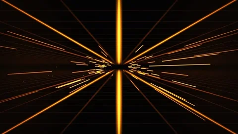 Flying through an orange neon cyber grid tunnel in space. 4K Stock-Footage 345111957