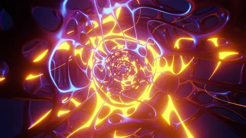 Flying through an organic orange tunnel. Looped animation. Stock Footage 196577153