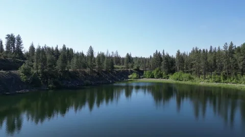 Flying Through Paradise: A Spectacular Drone Tour of Fish Lake, Washington Stock Footage 242196516