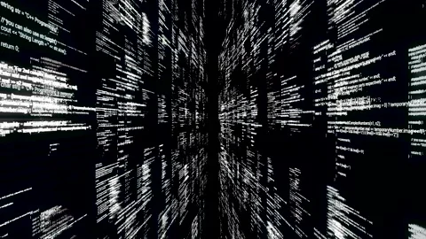 Flying through the parallel abstract informational lines, monochrome version Stock Footage 139332451