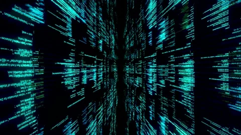 Flying through the parallel abstract informational lines, blue version Stock-Footage 139446132