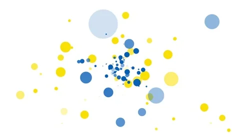 Flying through particle space with circles. Yellow and blue, color of Ukraini Stock Footage 217370054