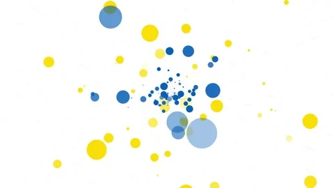 Flying through particle space with circles and stars. Yellow and blue, color Stock Footage 217370063