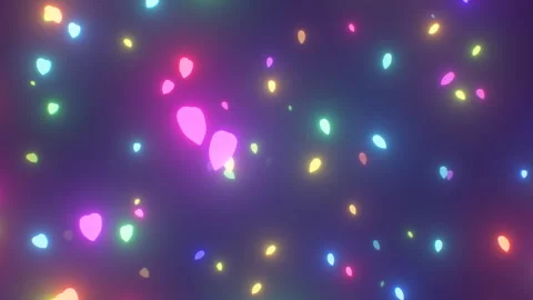 Flying Through Pretty Rainbow Neon Glowing Spinning Love Heart Shapes Stock Footage 246892562
