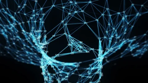 Flying through Random Digits Digital Plexus Tunnel Funnel Stock Footage 82707233