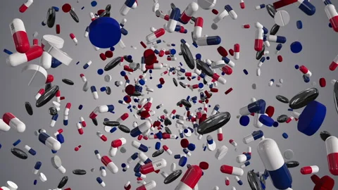 Flying through Red and Blue Pills on with Alpha Video stock 132167049