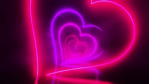 Flying through red hearts painted with light. Infinitely looped animation. Stock Footage 203710815