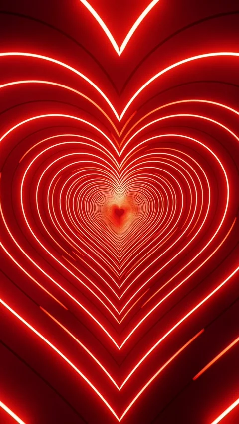 Flying through red hearts painted with light. Vertical looped video Stock Footage 226370551