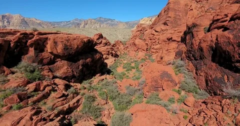 Flying through Red Rock Canyon, Nevada Stock Footage 73528766